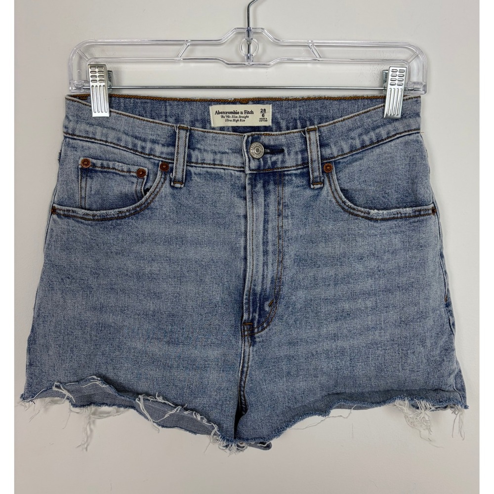 Abercrombie & Fitch The 90s Slim Straight Ultra High Rise Denim Shorts Size 28/6